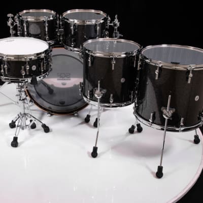 Sonor SQ2 6pc Maple Kit - Black Sparkle w/Ebony White Stripe
