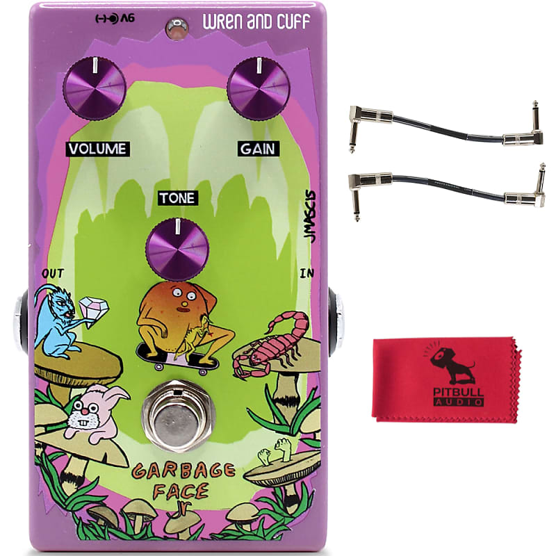 Wren and Cuff Garbage Face Jr Fuzz Pedal w/ Patch Cables & Pitbull Audio  Cloth