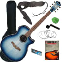 Ibanez AEG20II Acoustic-Electric Guitar - Indigo Blue Burst GUITAR ESSENTIALS BUNDLE