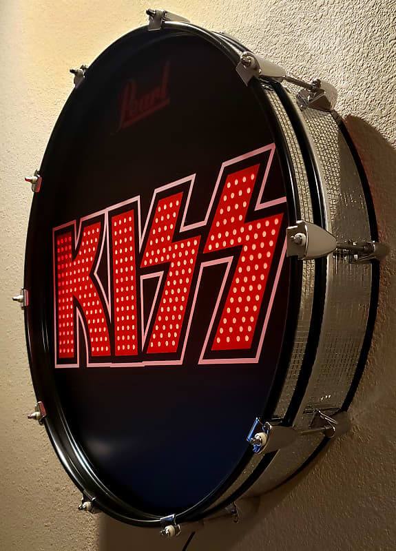 KISS Mirror Ball Wall Mounted Bass Drum Display w/ LED Reverb
