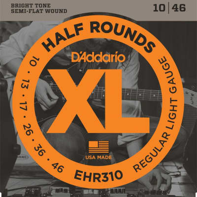 D'Addario EHR310 Half Round Electric Guitar Strings, Regular Light, 10-46 image 1