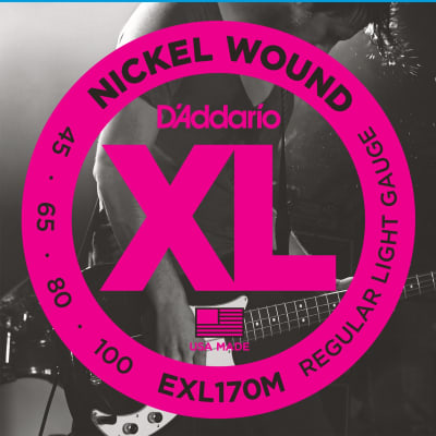D'Addario EXL170M Nickel Wound Bass Guitar Strings, Light, 45-100, Medium Scale image 1