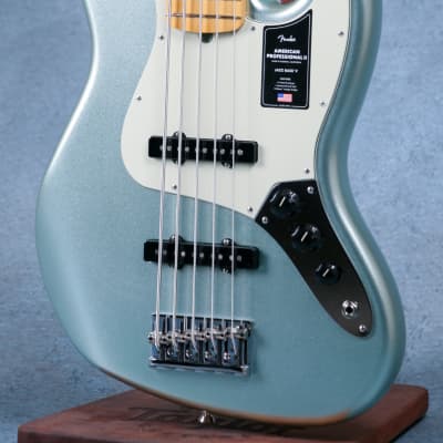 Fender American Professional II Jazz Bass V Maple Fingerboard - Mystic Surf Green - US210106186-Mystic Surf Green image 6