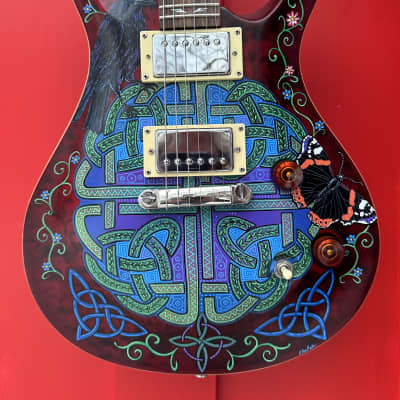Custom Design Celtic Knot and Raven Hand-painted Tokai Guitar for sale
