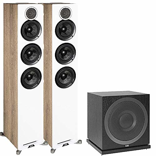 ELAC Debut Reference Floorstanding Speakers, 2.1 Channel Home Theater System Bundle with DFR52 Floor  			