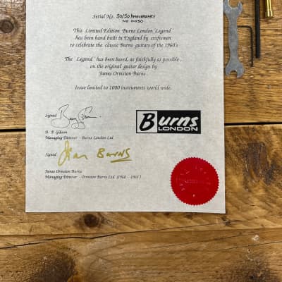 Burns Legend 30-50th Anniversary Made In England Limited Edition 1994 "Gold" image 2