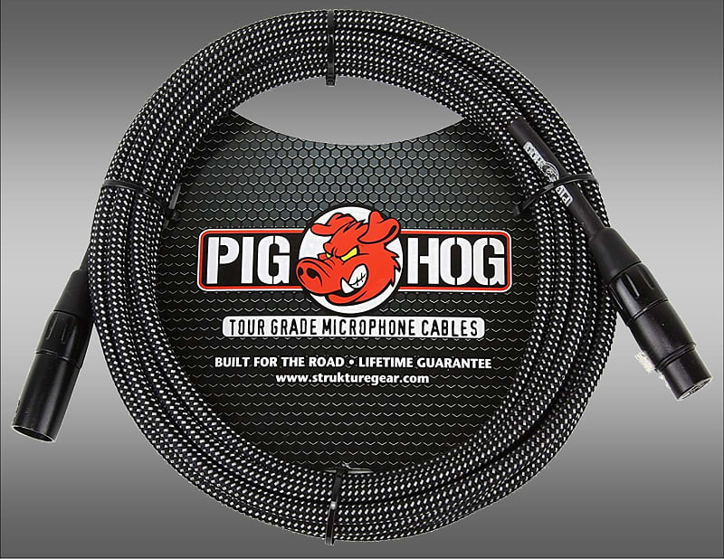 Pig Hog PHM20BKW 20-ft Black & White  XLR-XLR Microphone Cable  - QTYx 1 image 1