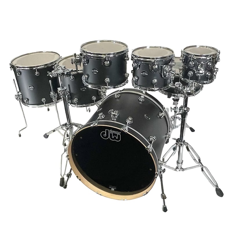 6 Piece DW Drums Charcoal Metallic Hand Sprayed Speciality Lacquer