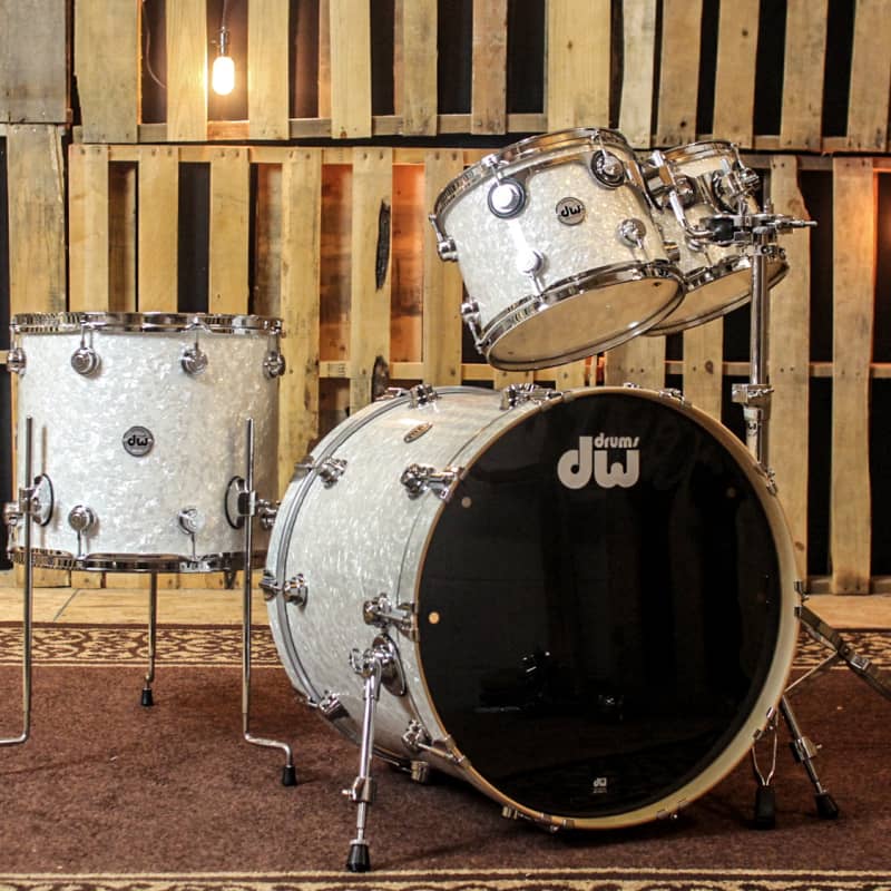 DW Collector's Series Drum Set, White Glass Contrail 20, 10, 12, 15