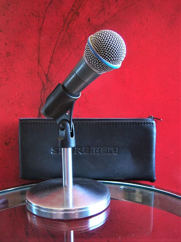 Vintage 1980's Shure Beta 58 dynamic cardioid microphone Blue Grey w accessories imagen 1