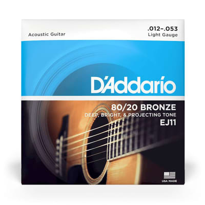 D'Addario EJ11 Bronze Light Acoustic Guitar Strings (12-53) image 2
