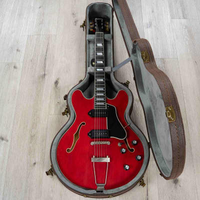Eastman T64/v-T Hollowbody Guitar, Ebony Fretboard, Trapeze, Antique Red image 10