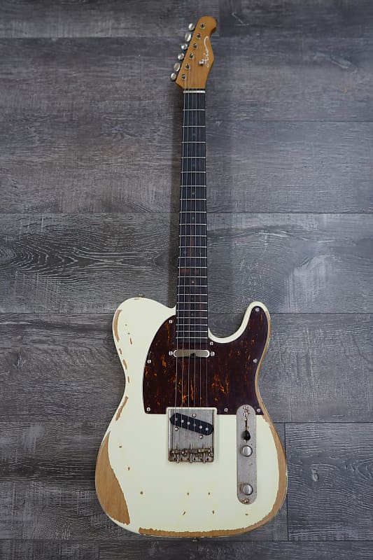 AIO TC3 Relic Electric Guitar - Olympic White (Brown Pickguard) w/ Gator GC-Electric-A Case image 1