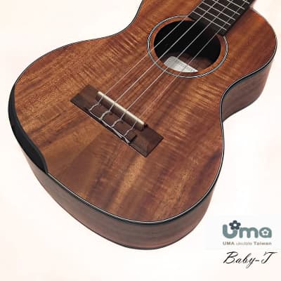 Uma Taiwan Baby-T all Acacia koa Long-scale neck Concert ukulele with  armrest image 6