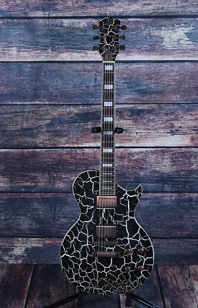AXL Badwater Crackle Les Paul Black White with padded gig bag