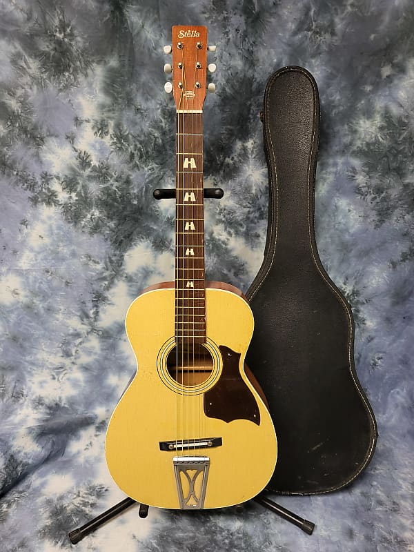 Vintage 1972 Harmony Stella H6128 Parlor Student Guitar Pro Setup New Strings Original Soft Shell Case