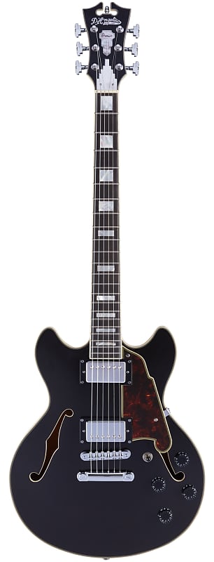 D'Angelico Premier Mini DC Semi-Hollow Body Electric Guitar, Black Flake w/Gig Bag image 1