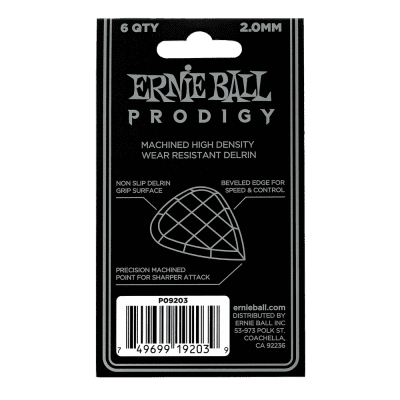 Genuine Ernie Ball 2.0 mm White Mini Prodigy Picks 6-Pack P09203 image 3