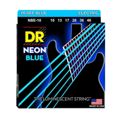 DR Strings NBE-10 Hi-Def NEON Blue Coated Medium, Electric Guitar Strings, 10-46 image 1