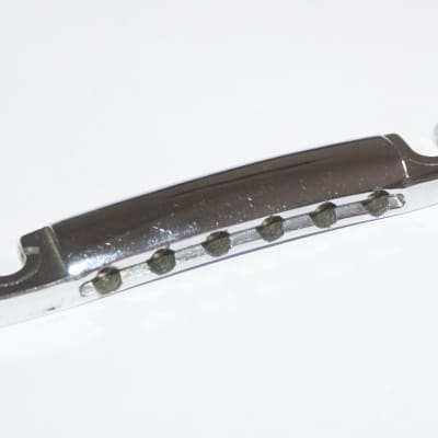 Vintage 1969 Gibson Aluminum Lightweight Tailpiece Chrome Featherweight 1960's Paper Thin Poker Chip image 6