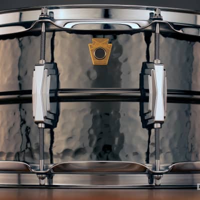 LUDWIG 14 X 6.5 LB417K HAMMERED BLACK BEAUTY SNARE DRUM, BRASS