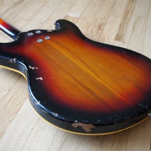 1966 Mosrite Joe Maphis Vintage Hollowbody Electric Bass Guitar Sunburst image 17