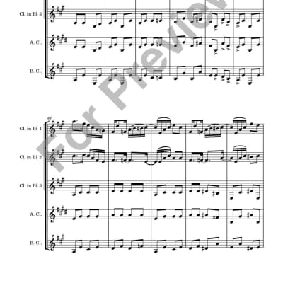 Clarinet Quartet Sheet Music - Paragon Rag (Scott Joplin). Arranged for clarinet quartet. Full Score and Parts. image 5
