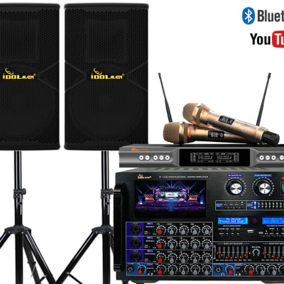 IDOLpro 8000W Karaoke System Mixing Amplifier & Dual 1800W Speakers, Dual High-End Microphones image 1