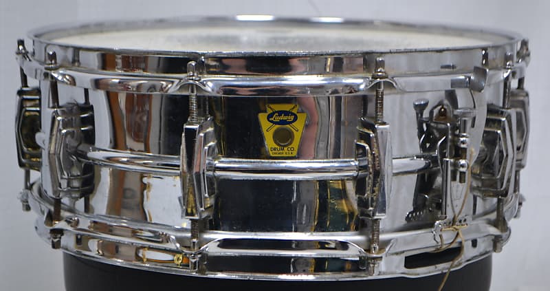 Ludwig No. 400 Super-Ludwig 5x14" Chrome Over Brass Snare Drum with Transition Badge 1958 - 1960 image 3