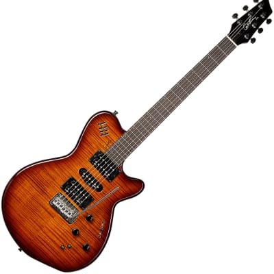 Godin (028672) xtSA Light Burst Flame Electric Guitar with Gig Bag, Gator GC-ELECTRIC-A Deluxe ABS Bundle image 3