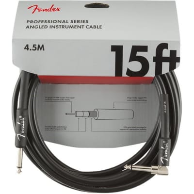 Fender Professional Instrument Cable, Angled/Straight, 4.5m/15ft, Black for sale