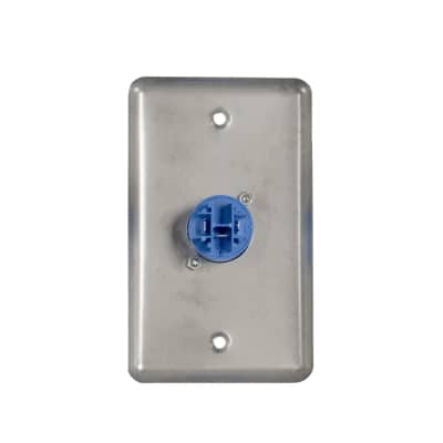 OSP D-1-1PCA Stainless Steel Duplex Wall Plate with 1 Powercon A Blue Connector image 2