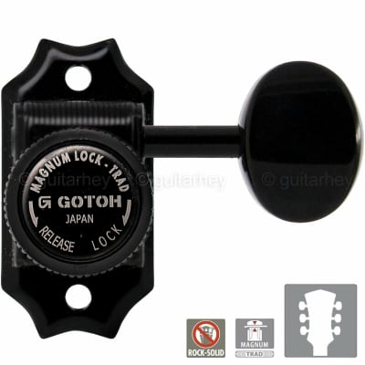 NEW Gotoh SD90-05M MGTB MAGNUM LOCKING Tuners L3+R3 w/ OVAL Buttons 3x3 - BLACK