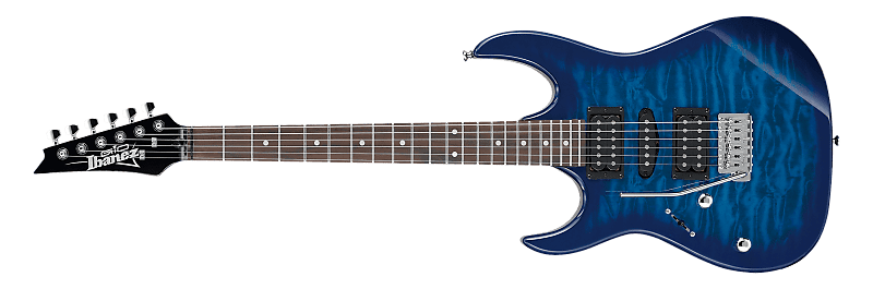 Ibanez GRX70QAL Electric Guitar Left Handed Transparent Blue Burst image 1