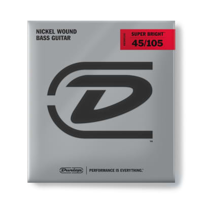 Dunlop Nickel Wound Super Bright Bass Strings, Medium 4-String Set (45-105), DBSBN45105 image 1