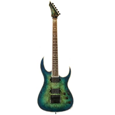 BC Rich Guitars Shredzilla Prophecy Archtop Electric Guitar with EverTune, Case, Strap, and Stand, Cyan Blue Burl image 2