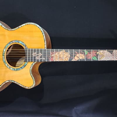 Blueberry  NEW IN STOCK Handmade Acoustic Guitar Grand Concert  Native Tiger Motif for sale