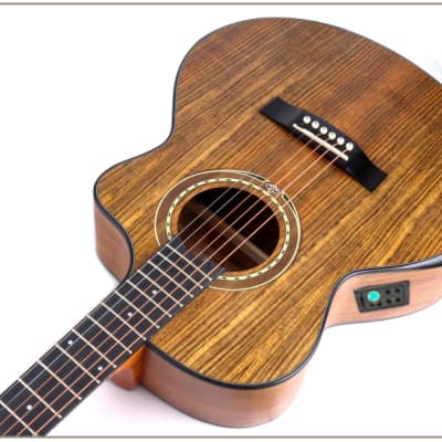 Walnut Top Side Back Acoustic Electric Guitar Built-in Tuner cutaway PPG894 image 2