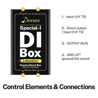 Professional High Performance Passive DI-Box Unit Hum Eliminator 1/4" instrument Direct Box image 3