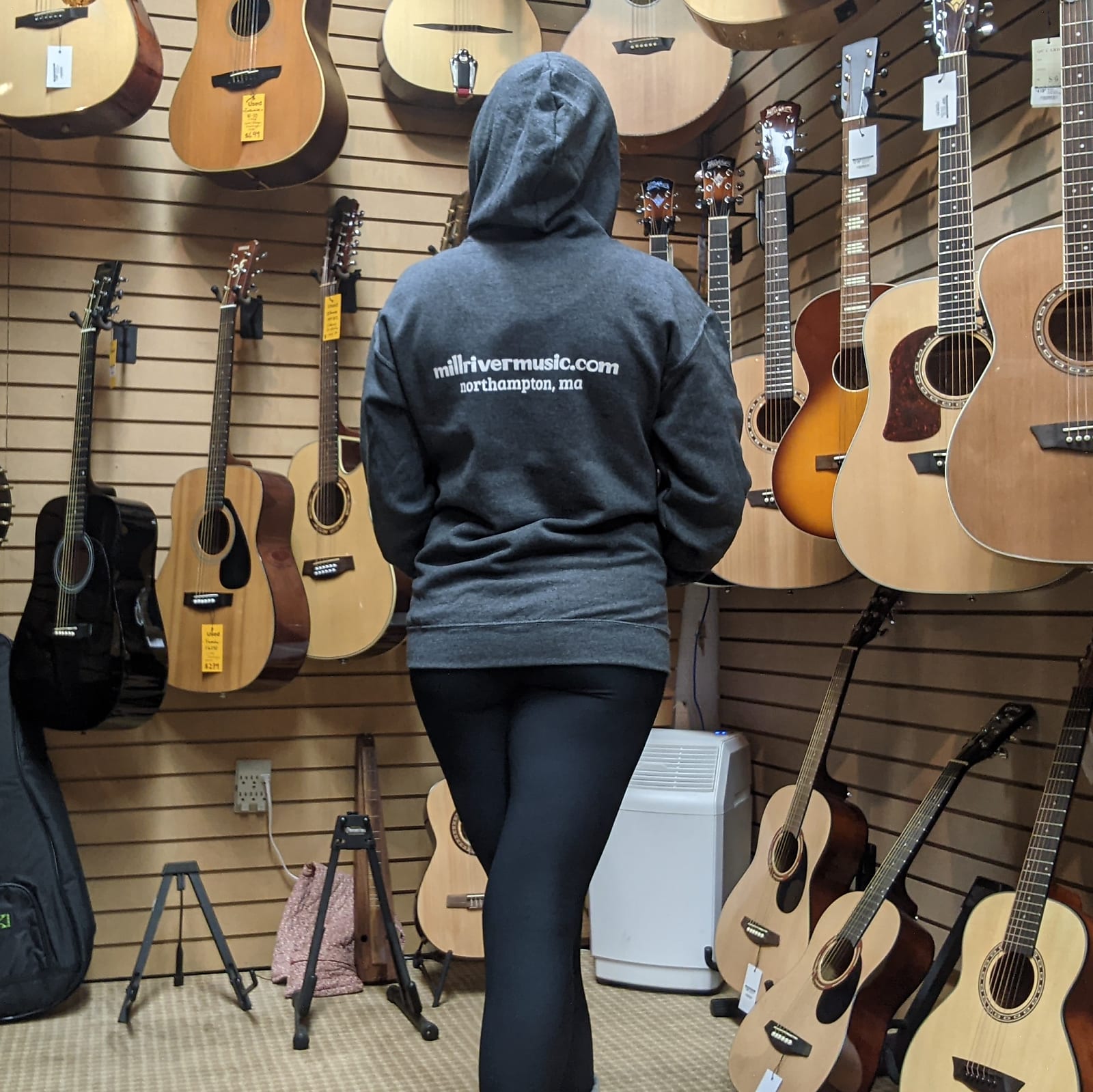 Mill River Music Zip Hoodie 1st Edition Main Logo Unisex Charcoal Heather Small