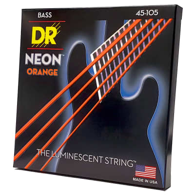 DR Strings Hi-Def Neon Orange Colored Bass Strings: Medium 45-105 image 3