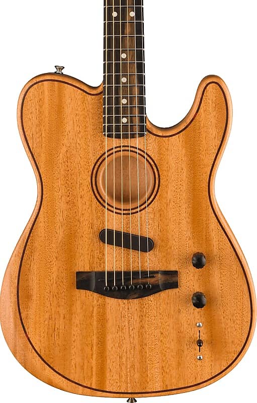Fender American Acoustasonic Telecaster Acoustic Electric Guitar. All-Mahogany, Ebony Fingerboard, Natural image 1