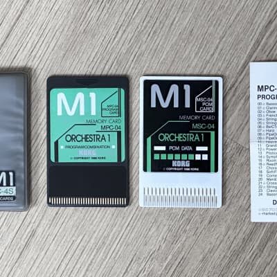 Korg M1 ROM Waveform + Data Voice Cards // MSC-4S (MSC-04 + MPC-04) Percussion // With Etui + Chart