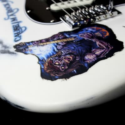Custom Painted and Upgraded Fender Squier Bullet Strat Series - Aged and Worn with Custom Graphics image 19