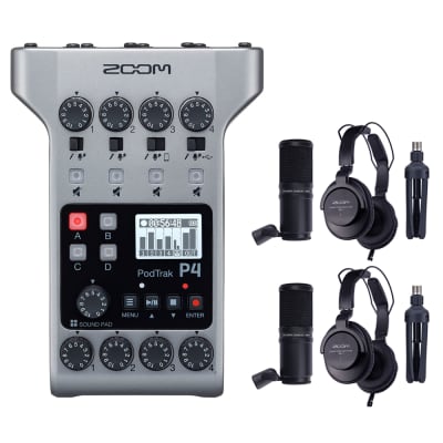 Zoom PodTrak P4 Portable Podcast Recorder with 2x BPHS1 Broadcast