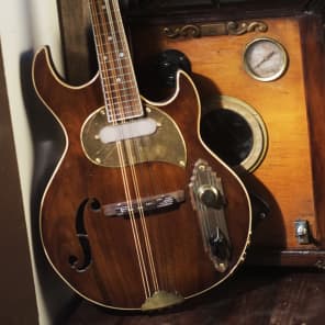 Postal Handmade Meteor 8 String Electronic Mandolin  Antique Walnut Fender Pickup  Road Worn image 2