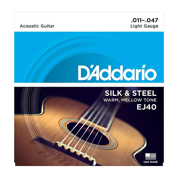 D'Addario EJ40 Silk & Steel Folk Acoustic Guitar Strings, Full Set 11-47 image 1