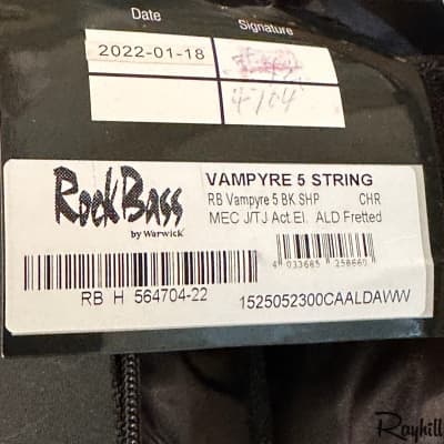 Warwick Rockbass Vampyre 5-String Black Electric Bass Guitar w/ Gig Bag image 17