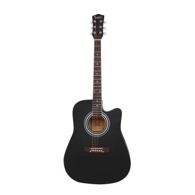 Glarry GT502 41 Inch Matte Cutaway Dreadnought Spruce Front Acoustic Guitar Black image 4