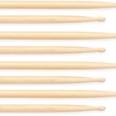 Vater Hickory Drumsticks 4-pack - Los Angeles 5A - Wood Tip  Bundle with Remo Ambassador Clear Drumhead - 12 inch image 1